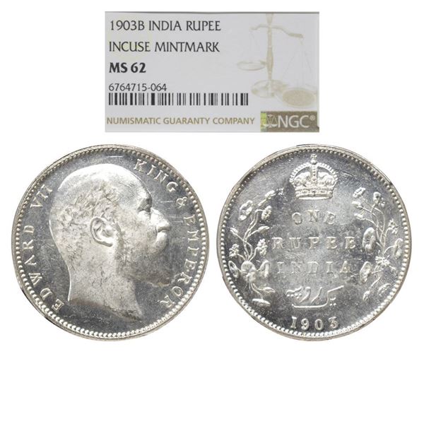 British India, Edward VII, Silver Rupee, 1903 AD