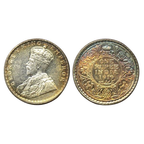 British India, George V (1910-1936 AD), Silver Rupee, 11.67 gms