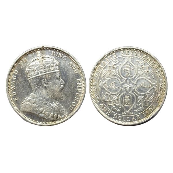 Malaysia, Straits Settlements, Edward VII (1901-1910 AD), Silver (.900), One Dollar, 26.90 gms