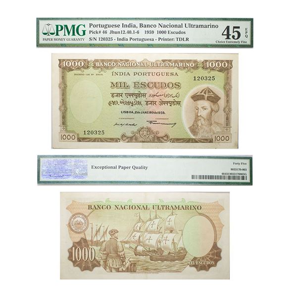 Indo-Portuguese Territories, 1000 Escudos, 7th Issue, dated 2nd January 1959