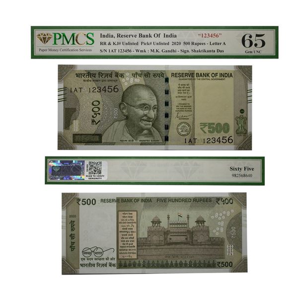 Republic India, 100 Rupess, 2 Notes, Fancy Number- Ladder 123456, Same Prefix- 1AT,