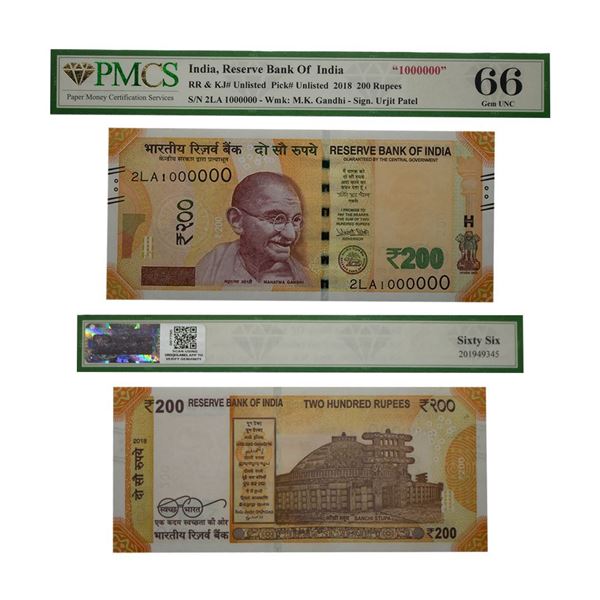 Republic India, 200 Rupee, Fancy Number- (2LA) 1000000
