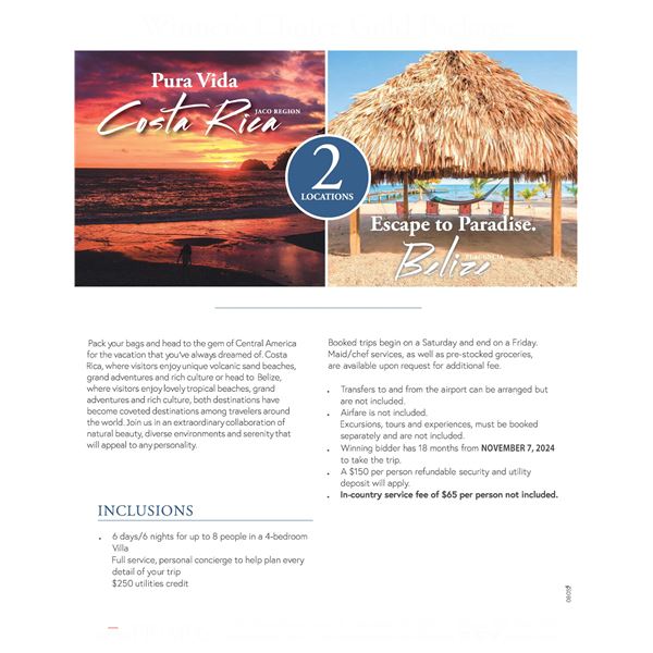 Travel to Costa Rica or Belize - 6-Day/6-Night up to 8 Guests