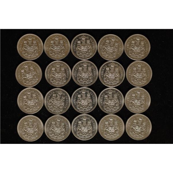 20-1968 CANADA BRILLIANT UNC 50 CENT COINS