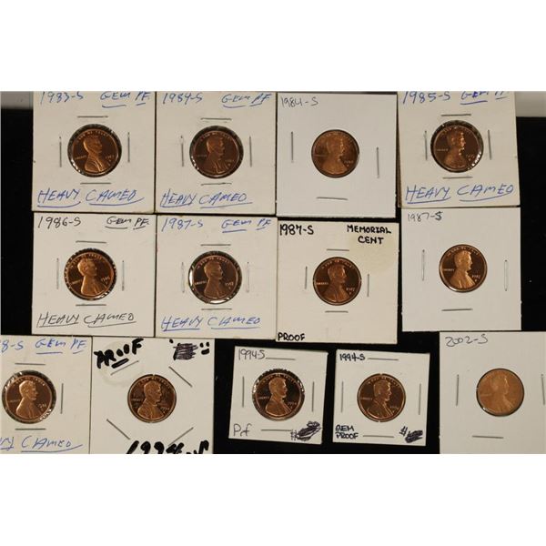 18 PROOF LINCOLN CENTS: 1983-2005, 6 ARE HEAVY