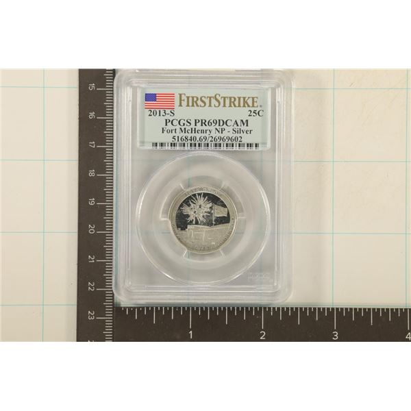 2013-S SILVER FORT MCHENRY N.P. QUARTER PCGS PR69