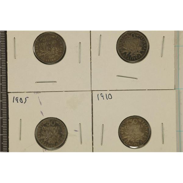 1905, 10, 16 AND 1918 FRANCE SILVER 50 CENTIMES