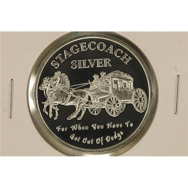 1 TROY OZ .999 FINE SILVER PROOF ROUND STAGECOACH