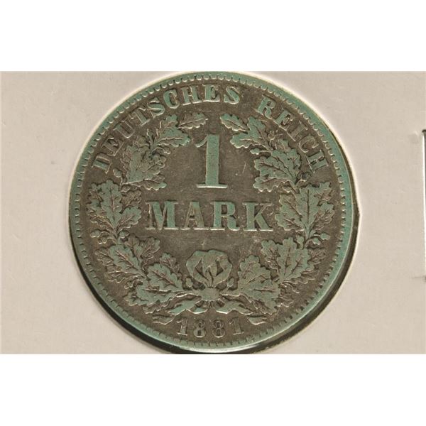1881-FF SILVER GERMAN 1 MARK .1606 OZ. ASW