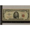Image 1 : 1963 US $5 RED SEAL BILL CRISP AU