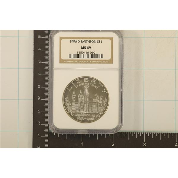 1996-D US SMITHSONIAN SILVER DOLLAR NGC MS69