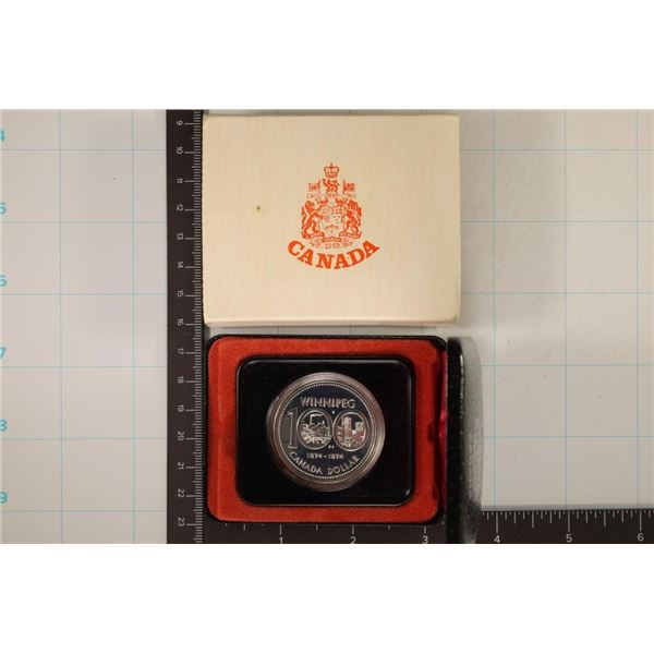 1974 CANADA SILVER $1 "WINNIPEG" IN BLACK FLIP