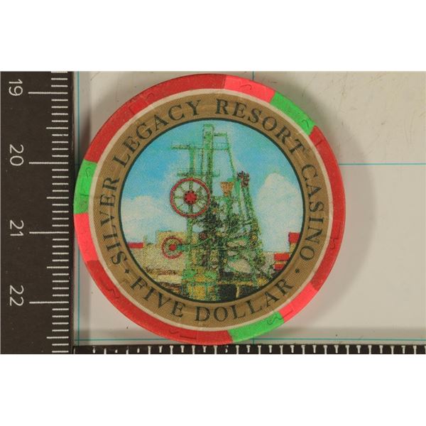 $5 CASINO CHIP "SILVER LEGACY RESORT CASINO"