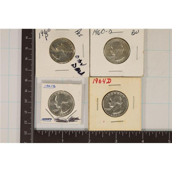 1960-P, 60-D, 61-D AND 1964-D WASHINGTON SILVER
