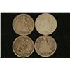 Image 1 : 4 SILVER SEATED LIBERTY DIMES: 1853, 1876, 1887 &
