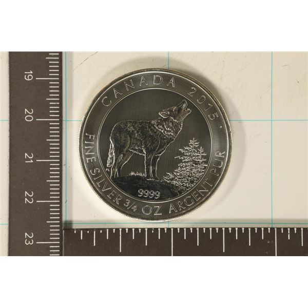 2015 CANADA SILVER $2 GREY WOLF .9999 FINE