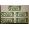 Image 2 : 5-CU 1963 US $2 BILLS WITH CONSECUTIVE SERIAL #'S
