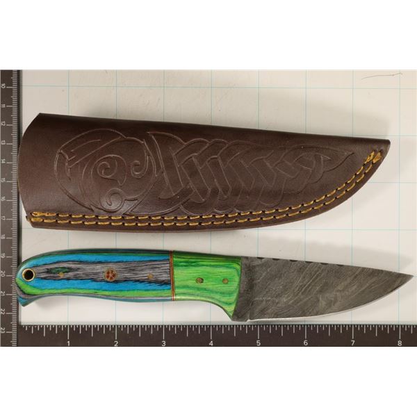 8" DAMASCUS STEEL KNIFE WITH SHEATH BRAND NEW