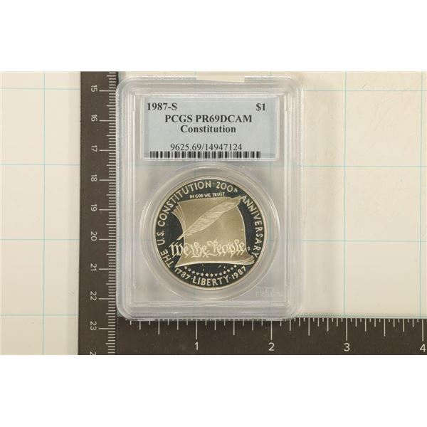 1987-S US CONSTITUTION SILVER DOLLAR PCGS PR69DCAM