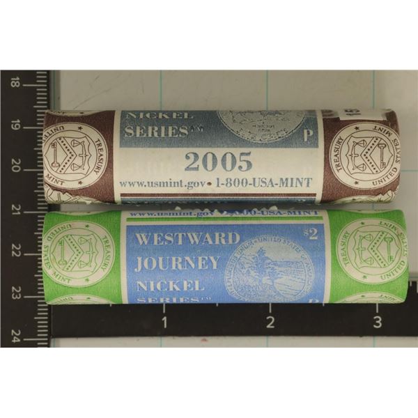 2-2005 $2 ROLLS OF JEFFERSON NICKELS: BISON AND