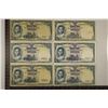 Image 1 : 6-1955 THAILAND 1 BAHT BILLS, 1 WITH INK ON THE