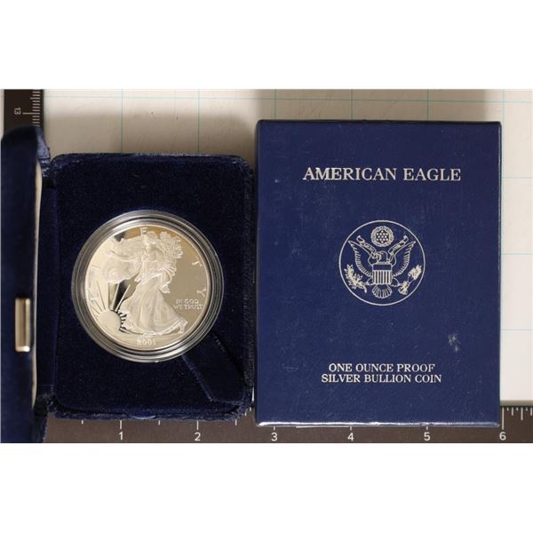 2001 PROOF AMERICAN SILVER EAGLE WITH CERTIFICATE