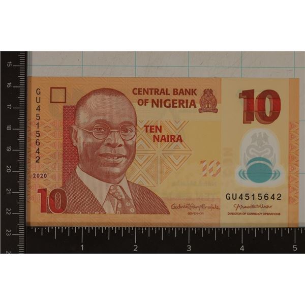 2020 BANK OF NIGERIA CRISP UNC 10 NAIRA POLYMER