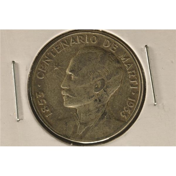 1953 SILVER CUBA 50 CENTAVOS .1808 OZ. ASW