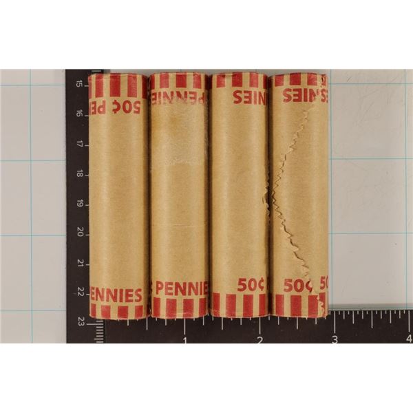 4 SOLID DATE ROLLS OF 2007-P (BU) LINCOLN CENTS