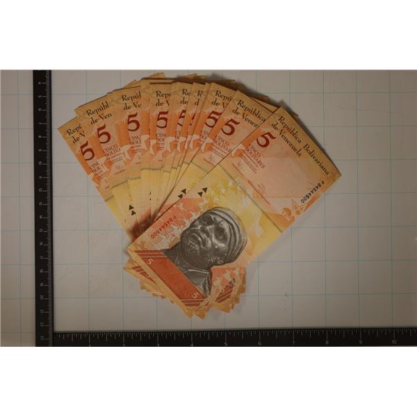 50-2011 VENEZUELA CRISP UNC 5 BOLIVARES &
