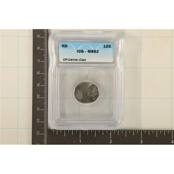 ERROR OFF CENTER ROOSEVELT DIME NO DATE ICG MS62