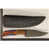 Image 1 : 8" FIXED BLADE DAMASCUS STEEL KNIFE WITH LEATHER