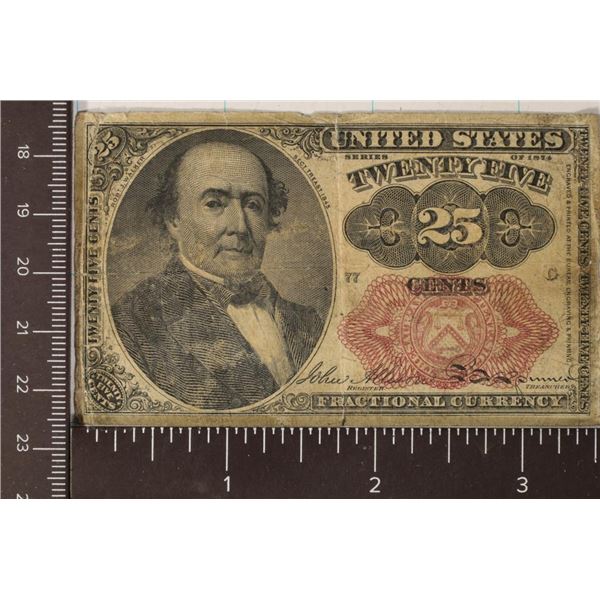 1874 TWENTY FIVE CENT US FRACTIONAL CURRENCY