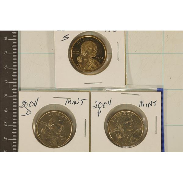 2004-P/D/S SACAGAWEA DOLLARS TWO UNC'S & 1 PF