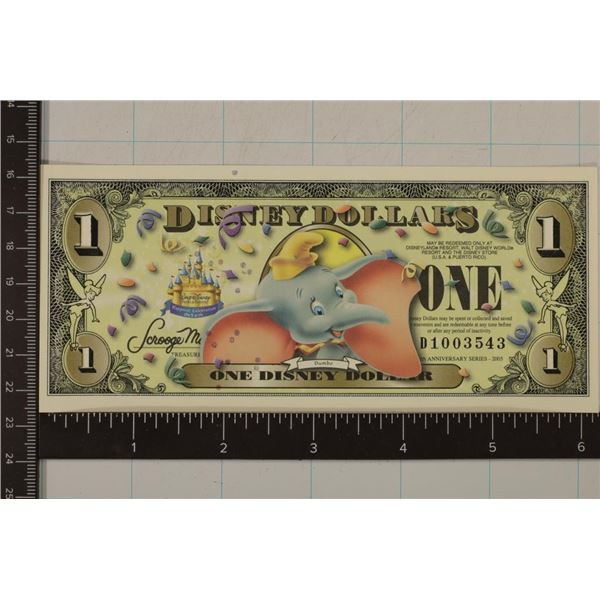 2005 ONE DISNEY DOLLAR "DUMBO'' CRISP UNC
