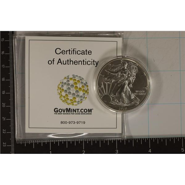 2020 AMERICAN SILVER EAGLE BRILLIANT UNC IN HARD