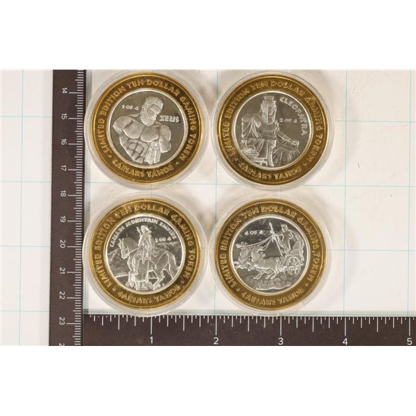4-CASINO $10 SILVER TOKENS (UNC): CAESAR'S TAHOE