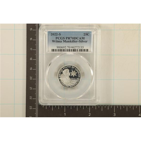 2022-S SILVER WILMA MANKILLER QUARTER PCGS PR70