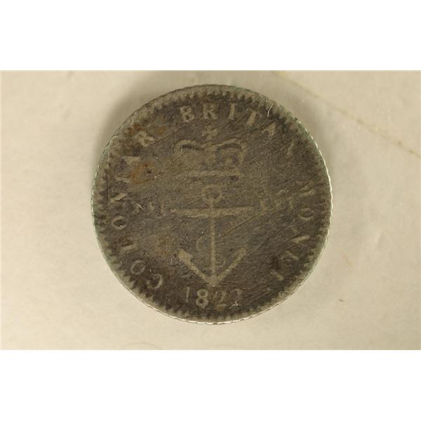 1822 SILVER BRITISH WEST INDIES 1/16TH DOLLAR