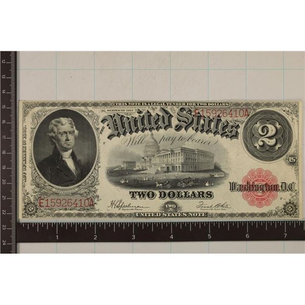 1917 US $2 NOTE CRISP NICE WHITE PAPER COLOR