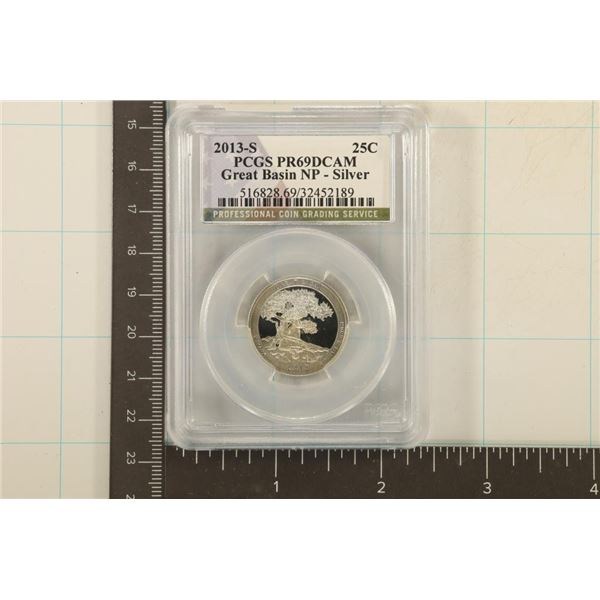 2013-S SILVER GREAT BASIN N.P. QUARTER PCGS PR69