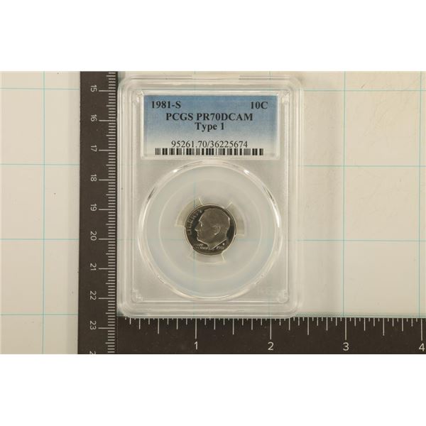1981-S TYPE 1 ROOSEVELT DIME PCGS PR70 DCAM