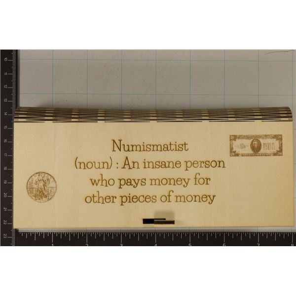 CUSTOM ENGRAVED WOODEN MONEY BOX 7 1/2" X