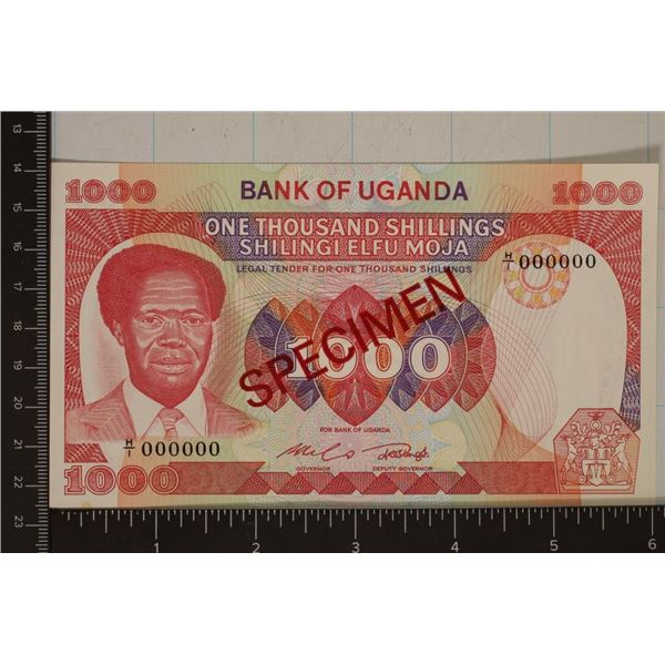 1983 BANK OF UGANDA 1000 SHILLING SPECIMEN BILL