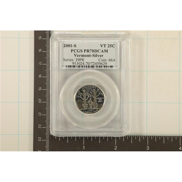 2001-S SILVER VERMONT QUARTER PCGS PR70 DCAM