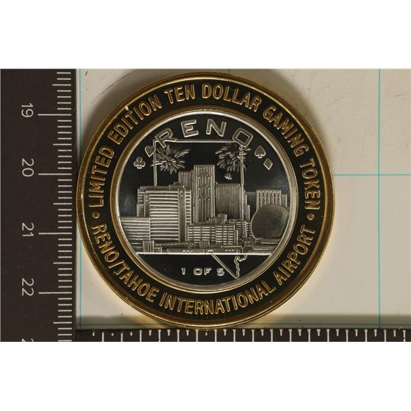 CASINO $10 SILVER TOKEN (UNC) RENO TAHOE
