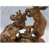 Image 2 : Mammoth bone carving group of two fighting bull moose and two wolves attacking Stock # MOO2 (2)