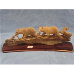 Mammoth bone, group of 5 bears fishing fabulous carving: Retail $2500, Stock # MOO1 (2)