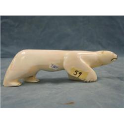 6 3/4 inch White Ivory Polar Bear with inset baleen nose. Stock # 780F By. Charles Edwards (2)