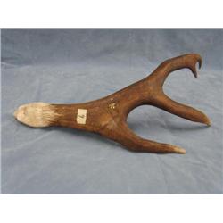 16 inch Caribou Horn with Carved Eagles Head  (2)